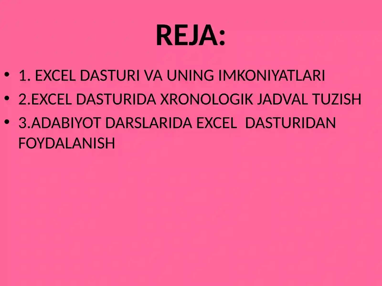 EXCEL DASTURI YORDAMIDA XRONOLOGIK JADVAL TUZISH VA ADABIYOT DARSIDA QO’LLASH USULLARI 3