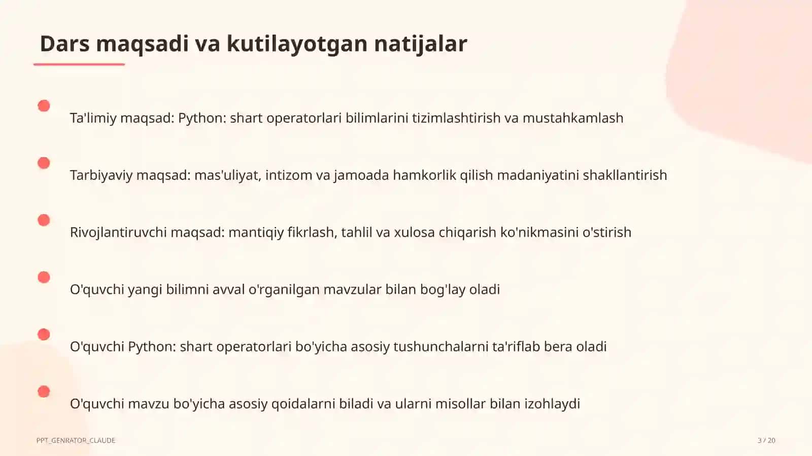 Python: shart operatorlari (8-sinf) 3