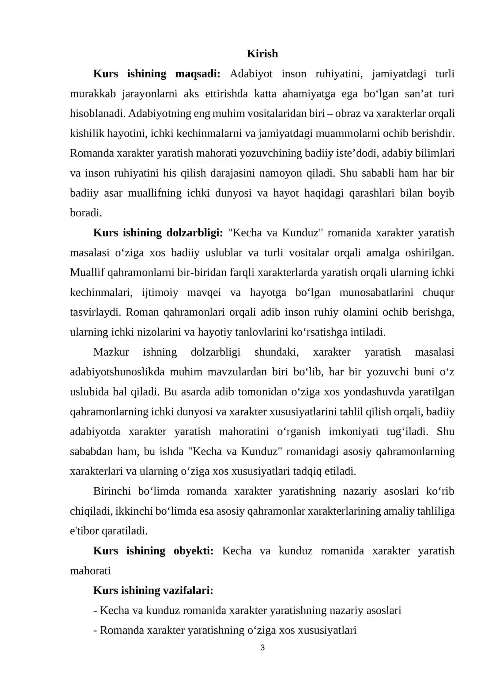 KECHA VA KUNDUZ ROMANIDA XARAKTER YARATISH MAHORATI 3