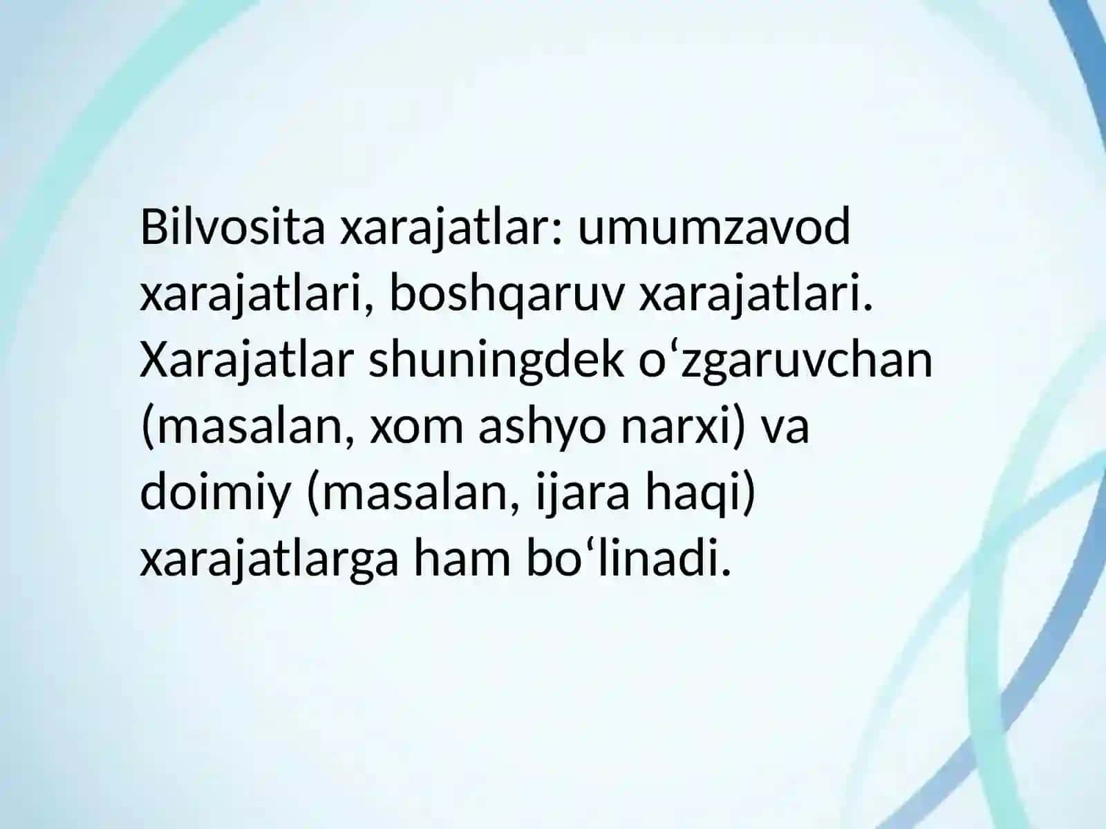 Ishlab chiqarish xarajatlari va mahsulot tannarxini 3