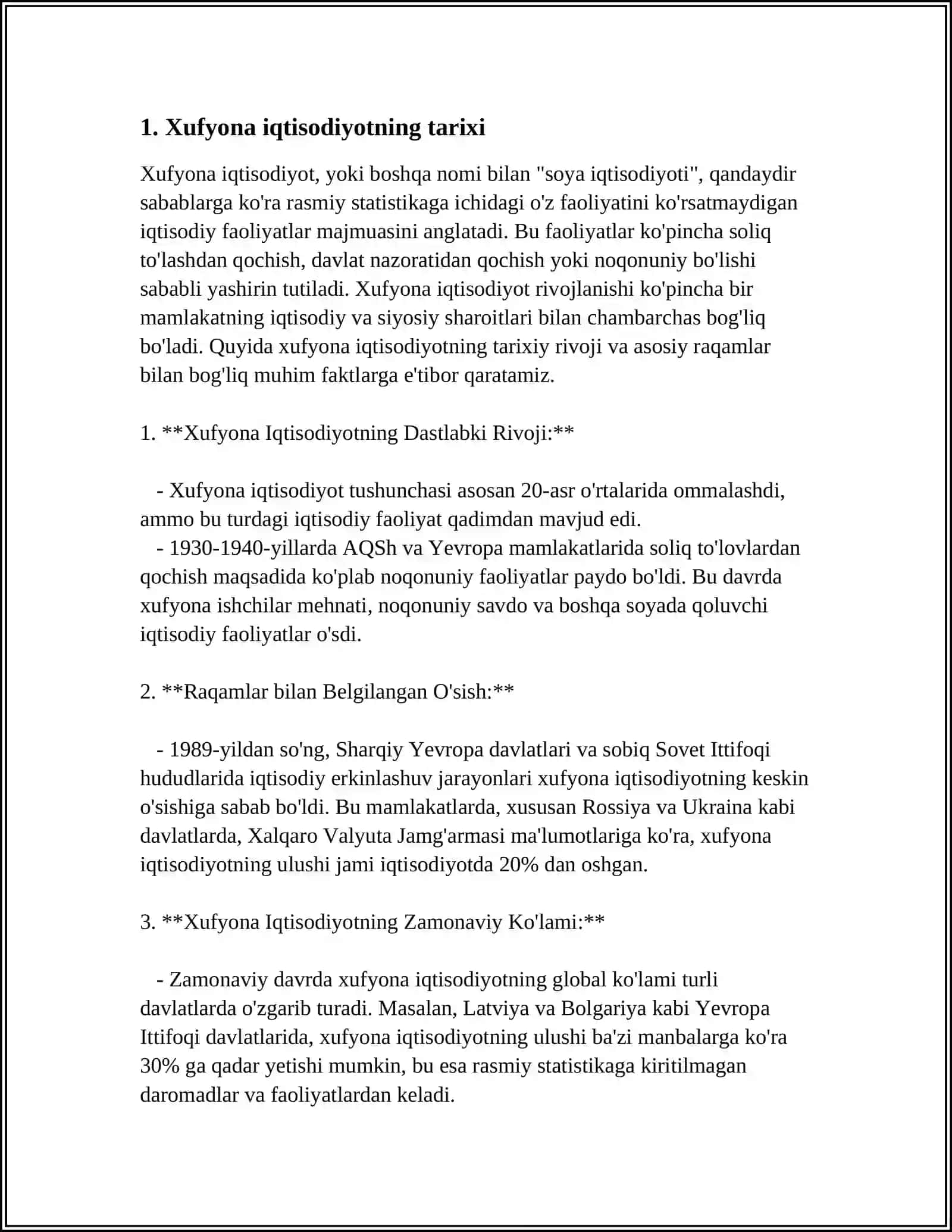XUFYONA IQTISODIYOTNING ASOSIY XUSUSIYATLARI 3