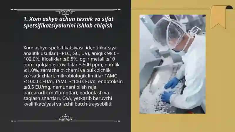 Farmatsevtik ishlab chiqarishda xom ashyoni standartlashtirish usullari 3