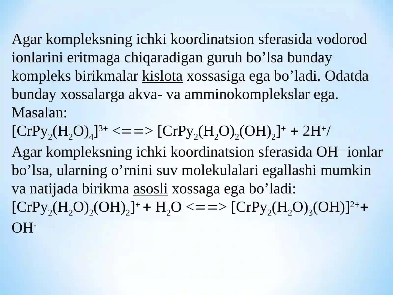 Komplеks birikmalarning kislotali xossasi 3