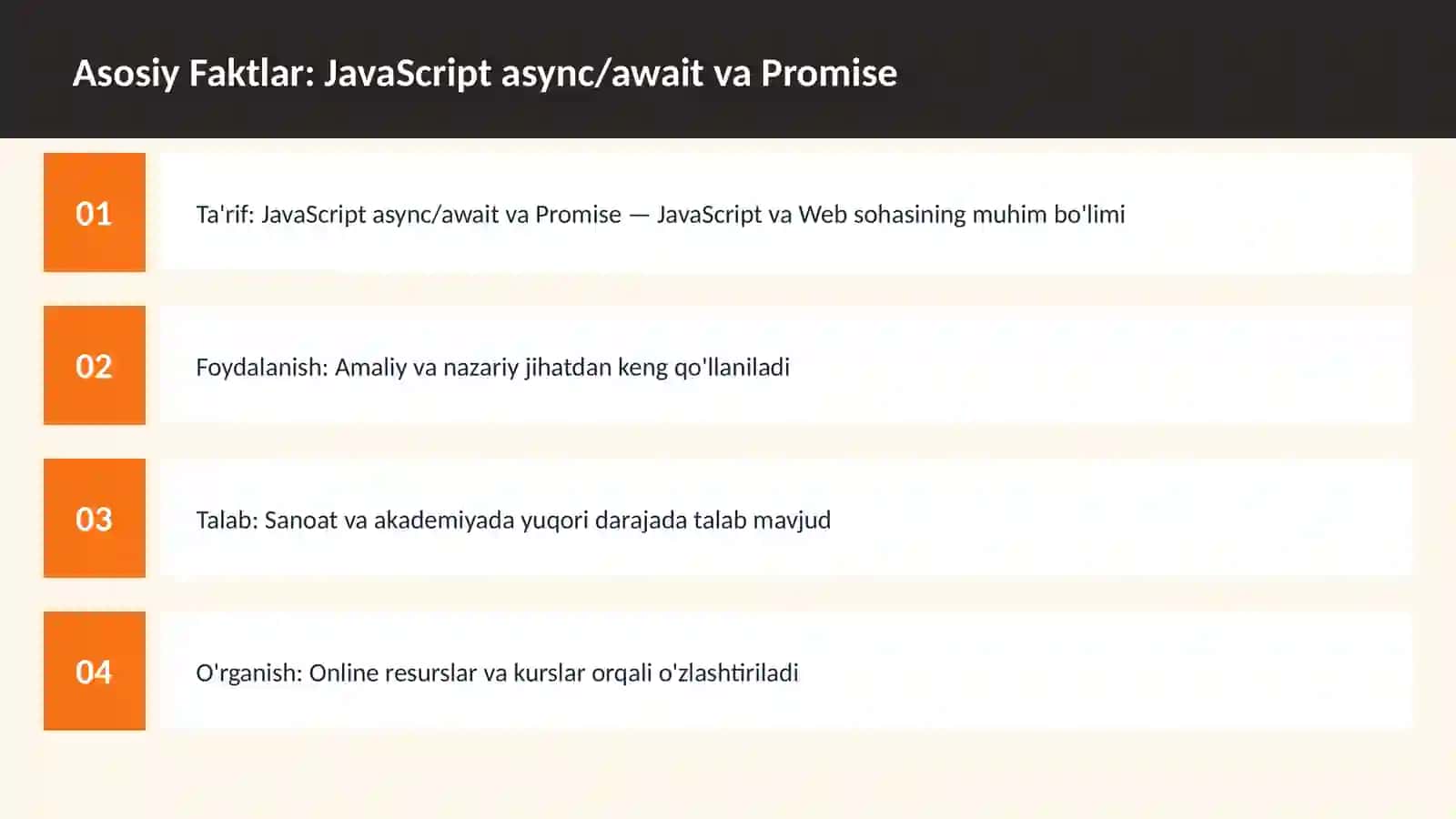 JavaScript async/await va Promise 3
