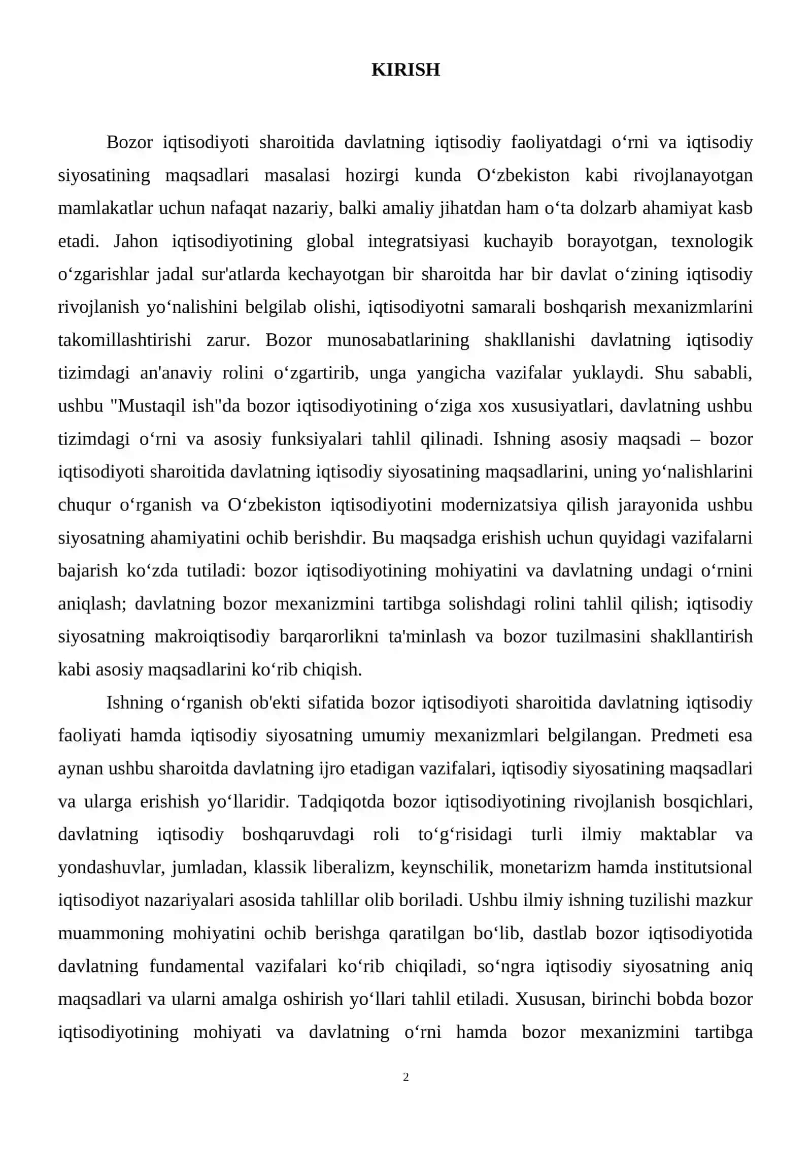 Bozor iqtisodiyoti sharoitida davlatning vazifalari va iqtisodiy siyosatining maqsadlari 3