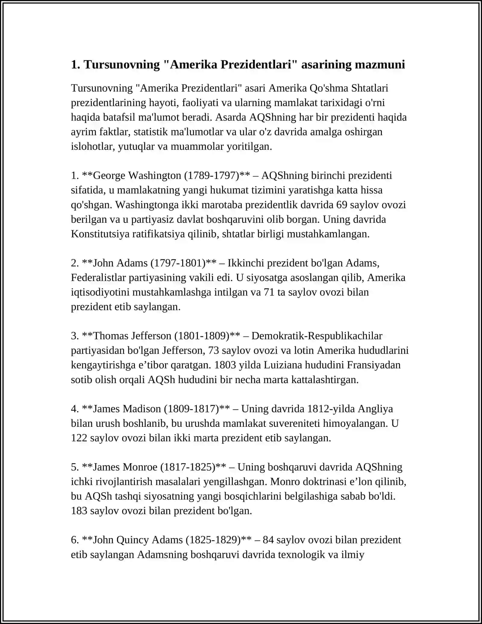 TURSUNOVX AMERIKA PREZIDENTLARI TOSHKENT ISTIQLOL 2003 ADABIYOTINI DEDUKTIV JIHATDAN TARIXIY TAHLIL QILISH 3