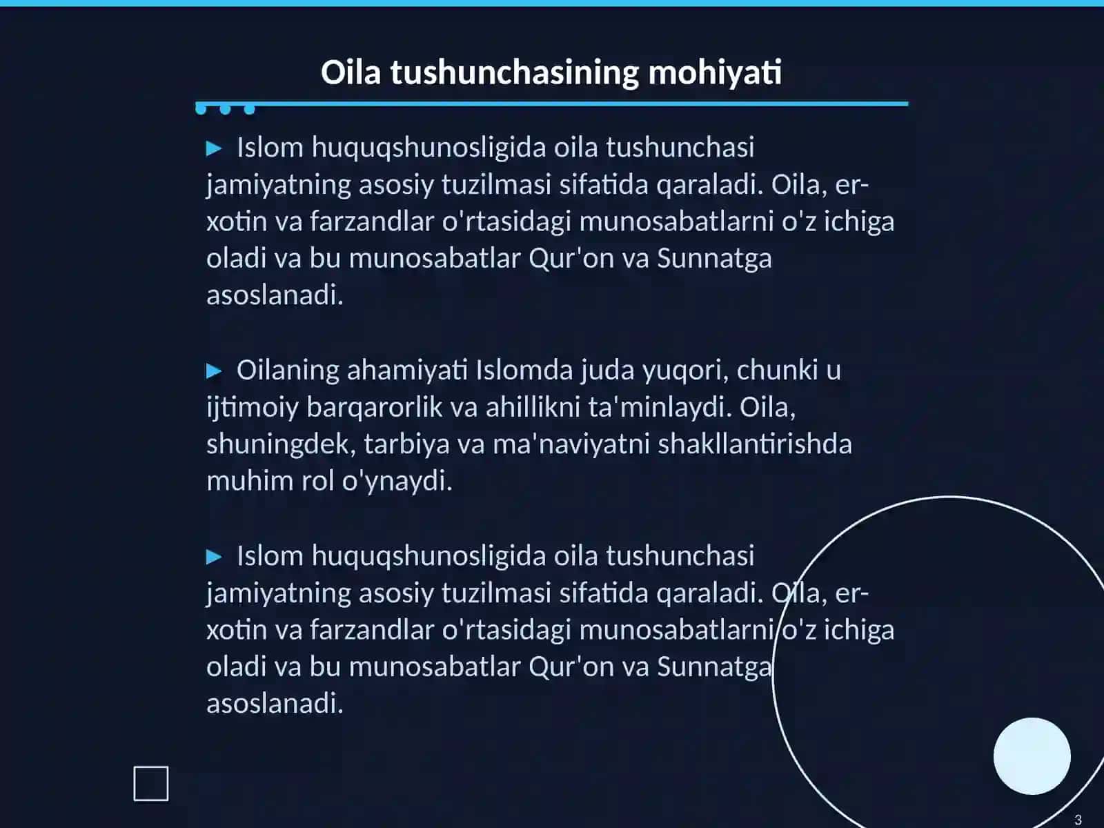 Islom huquqshunosligida oila, nikoh, taloq, idda, zihor tushunchalarini ta'riflash 3
