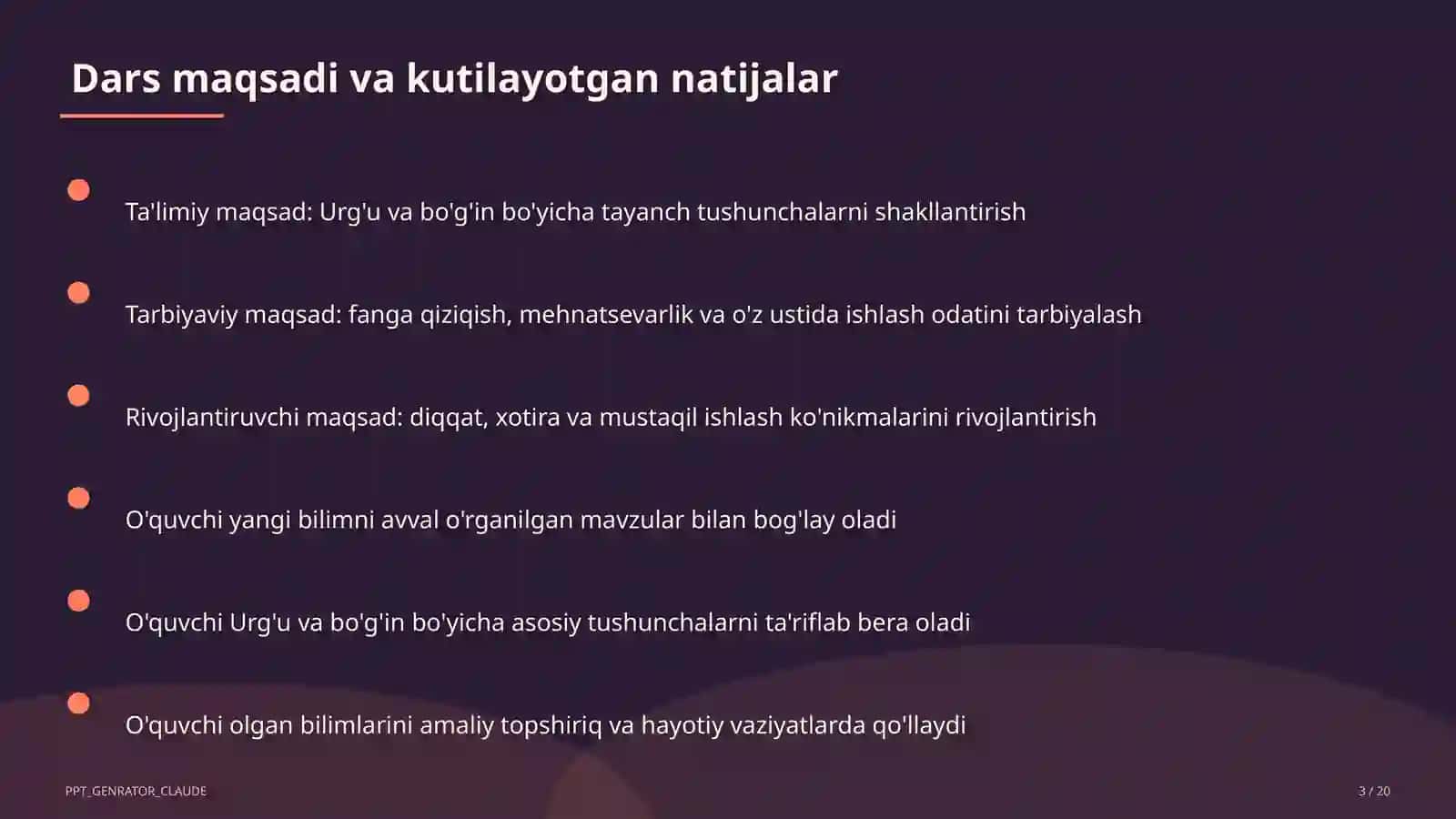 Urg'u va bo'g'in (5-sinf) Ona tili (5– 11) — takrorlash darsi uchun 3