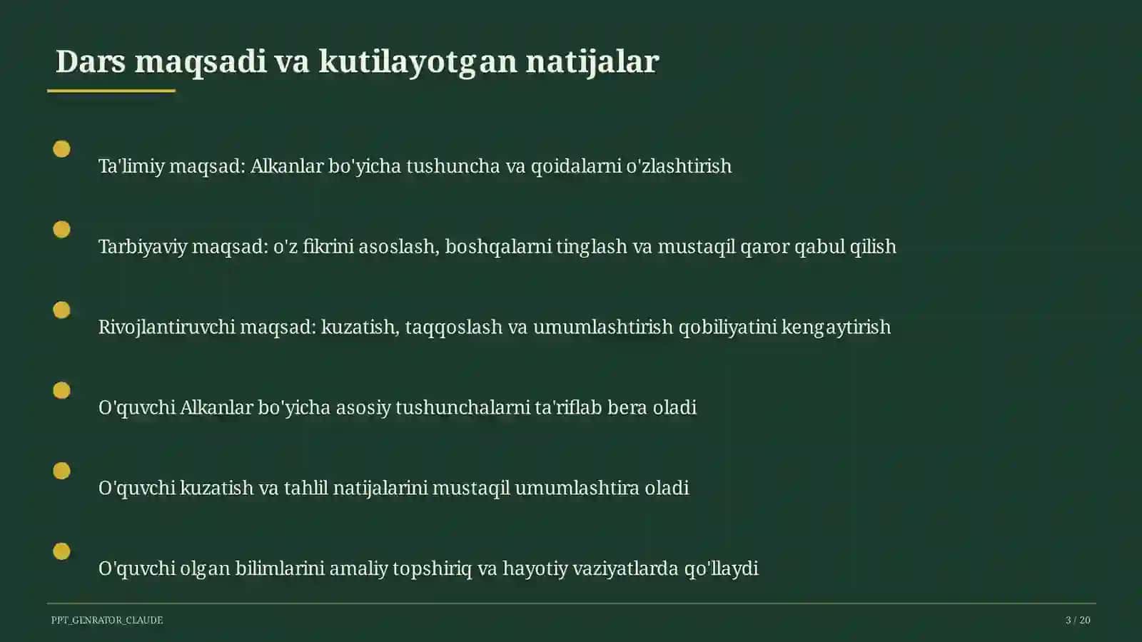 Alkanlar (10-sinf) 3