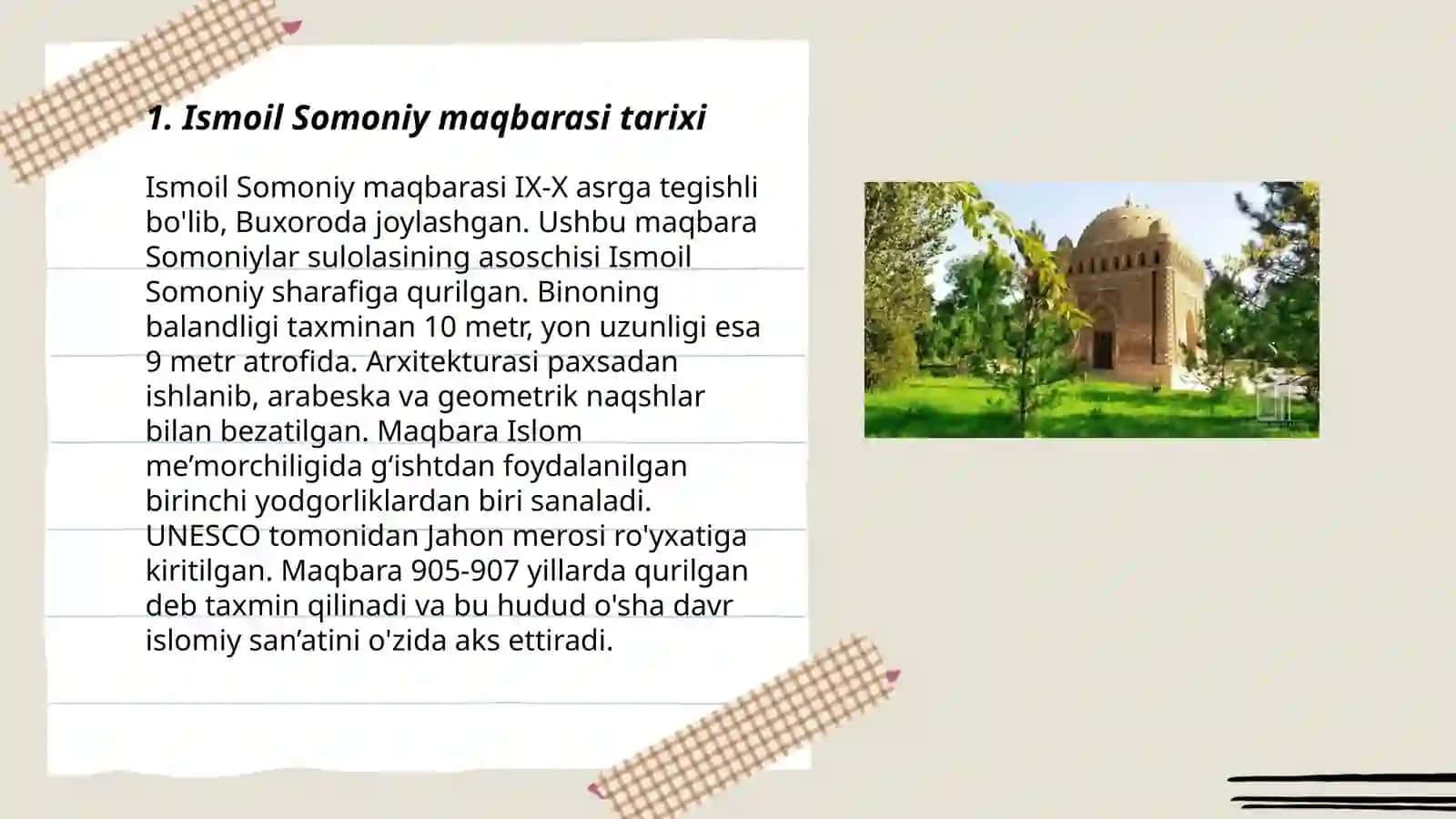 Ismoil Somoniy maqbarasi tarixi 3