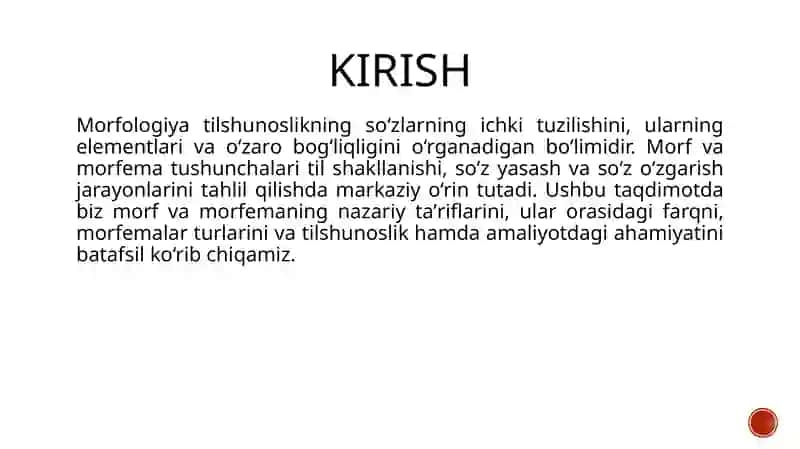 MORF VA MORFEMA. MORFEMA TURLARI 3