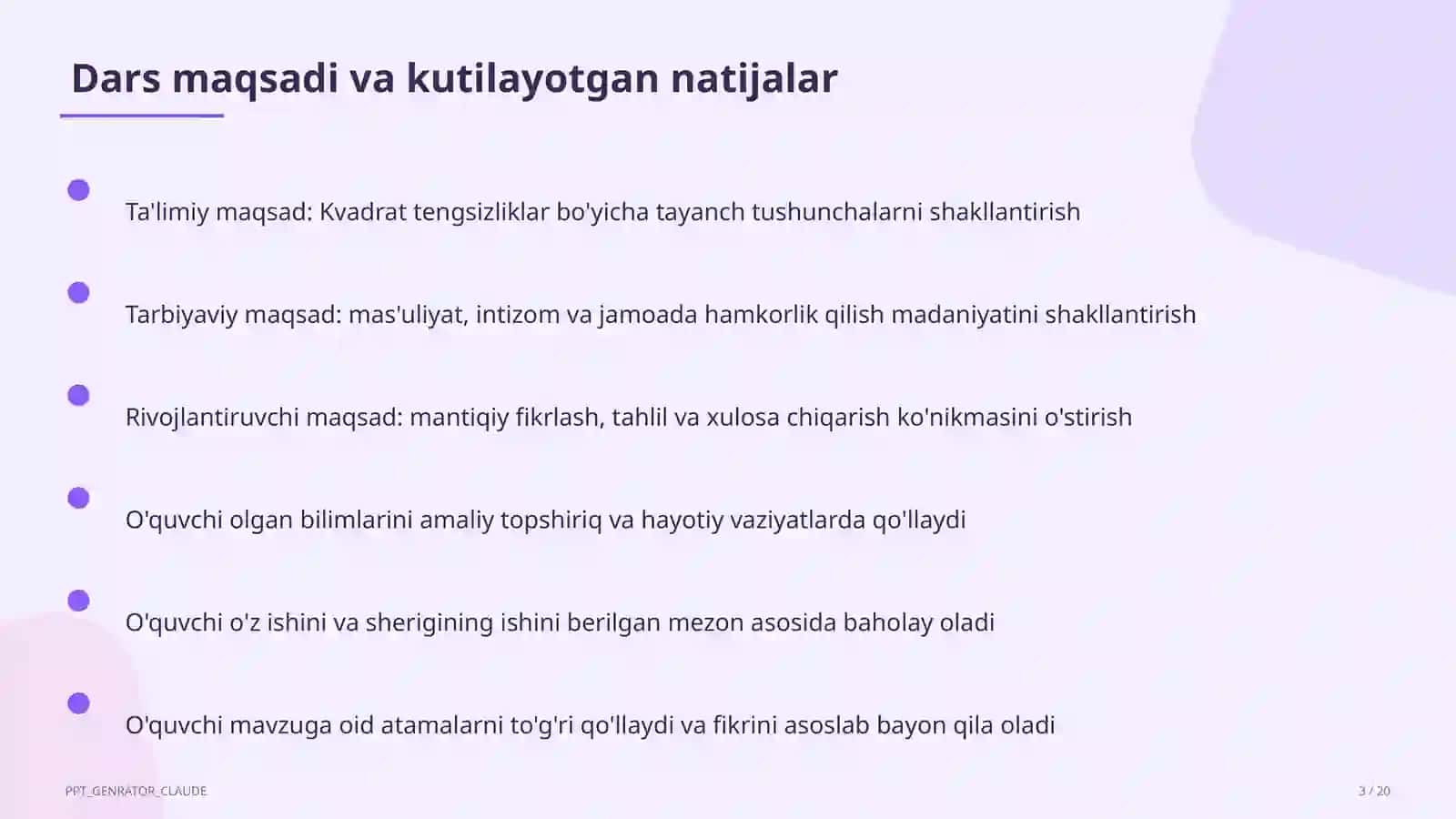 Kvadrat tengsizliklar (9-sinf) 3