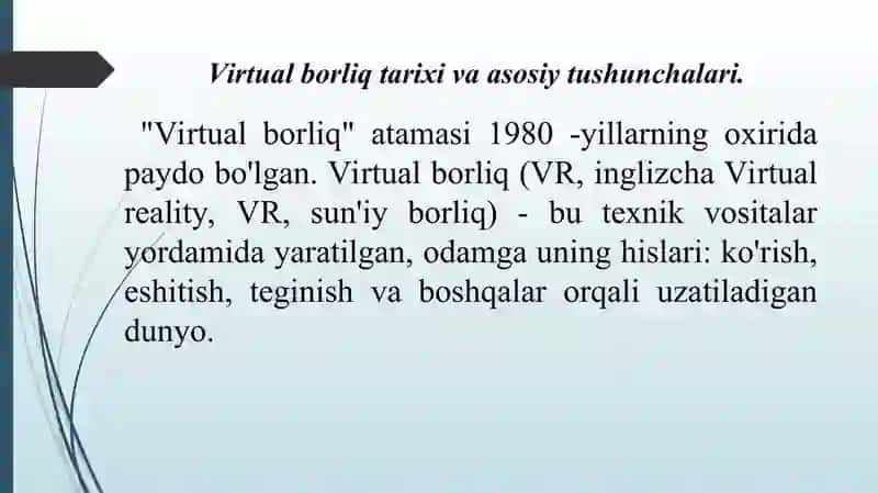 Virtual borliq ilovalar bilan ishlash 3