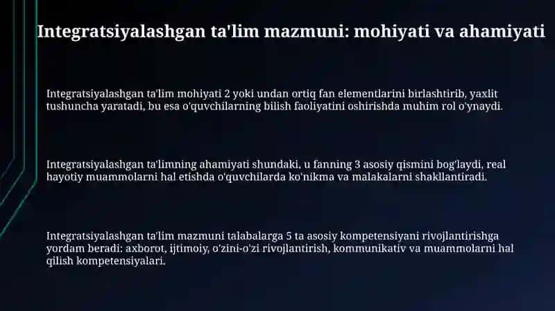 Integratsiyalashgan ta'lim mazmuni 3
