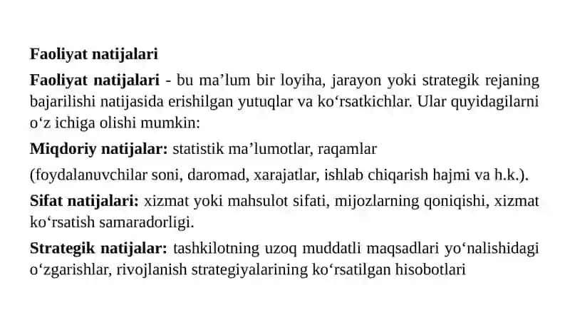 Faoliyat natijalari va ularni taqdim qilish shakllari 3