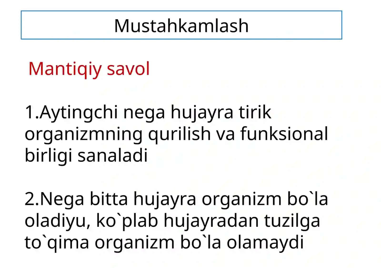 Hujayrava organizmining hayotiy xossalari 3
