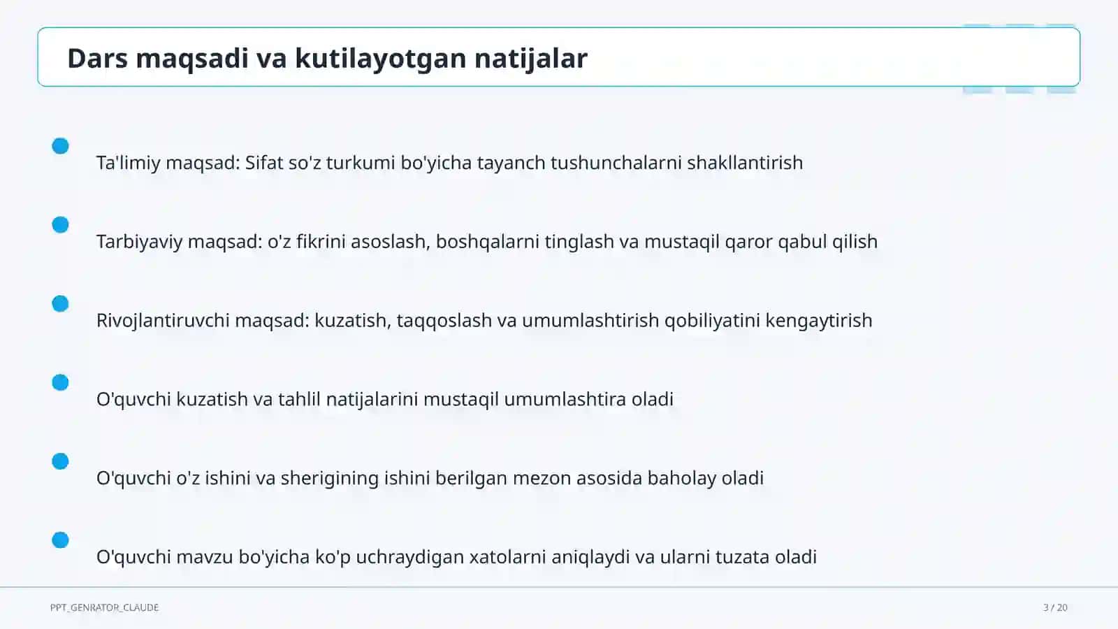 Sifat so'z turkumi (3-sinf) 3