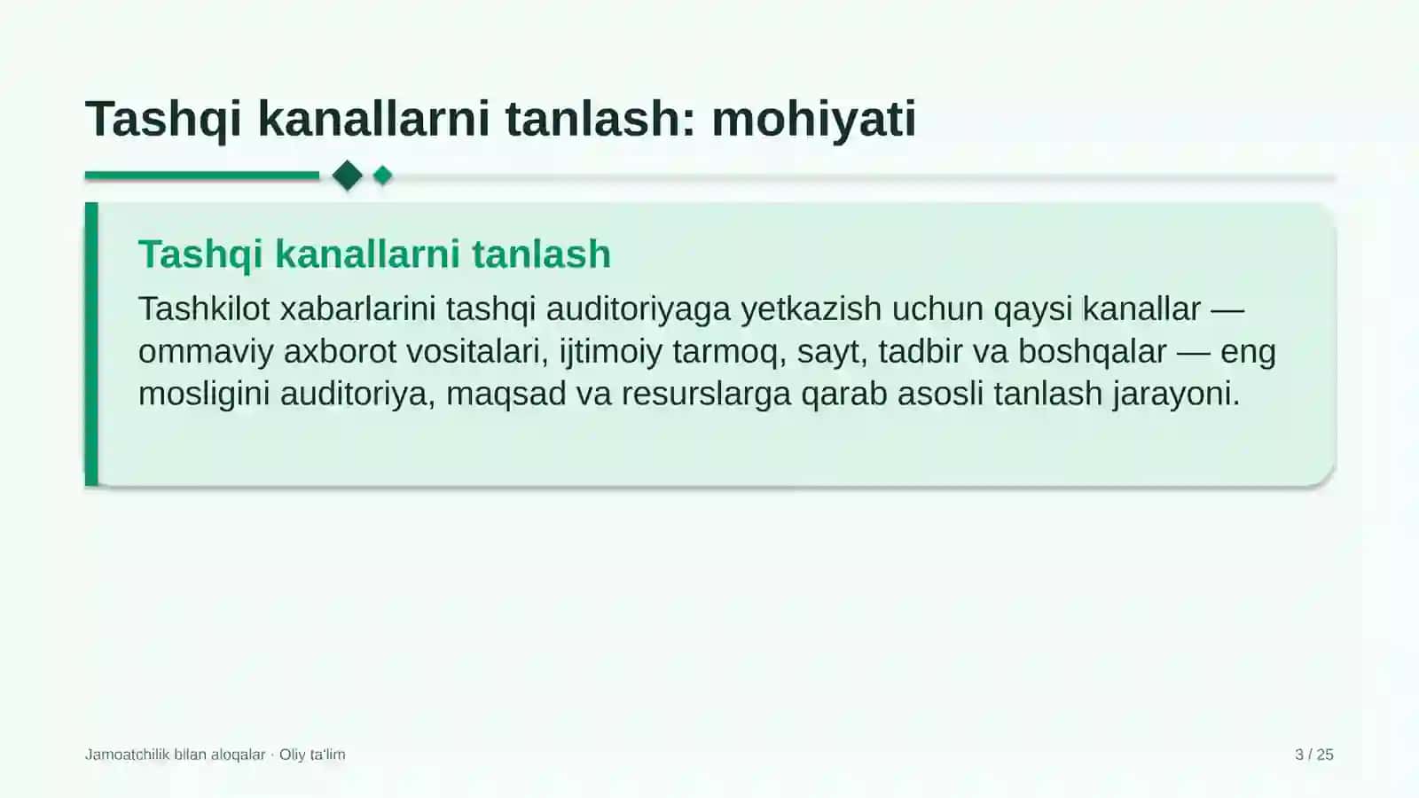 ekologik ekspertiza tashkilotlarida tashqi kommunikatsiya kanallarini tanlash 2154 3
