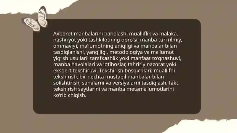 Axborotlarni mustaqil tahlil qilish koʻnikmalarini egallash 3