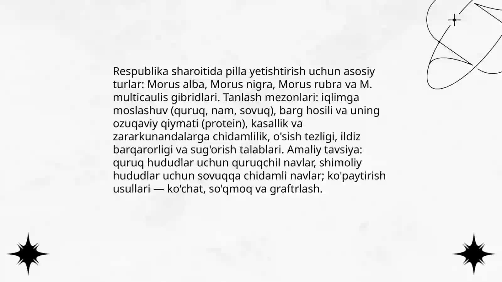 Pilla Yetishtirish Oʻzbekistondagi Tut Daraxtlari Turlari Pilantatsiyalarini Barpo Etish 3