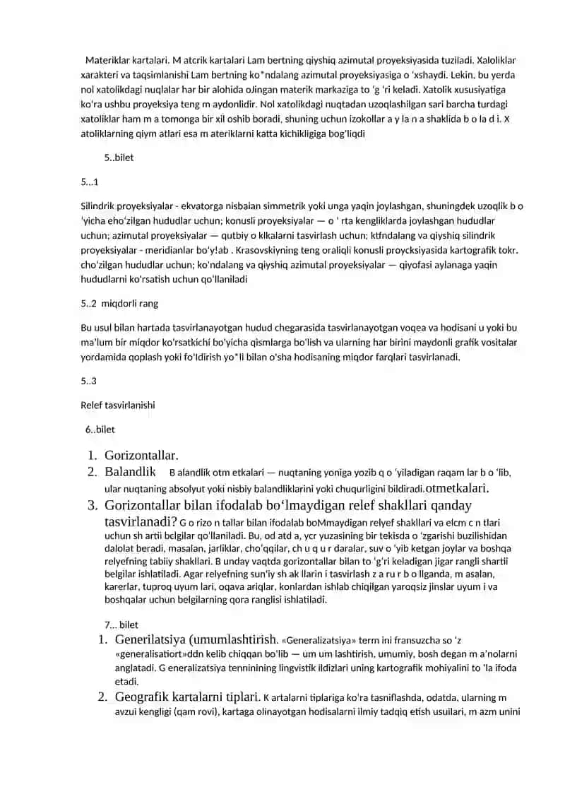 Kartografik tasvirlar, proyeksiyalar va geografik koordinatalar 3