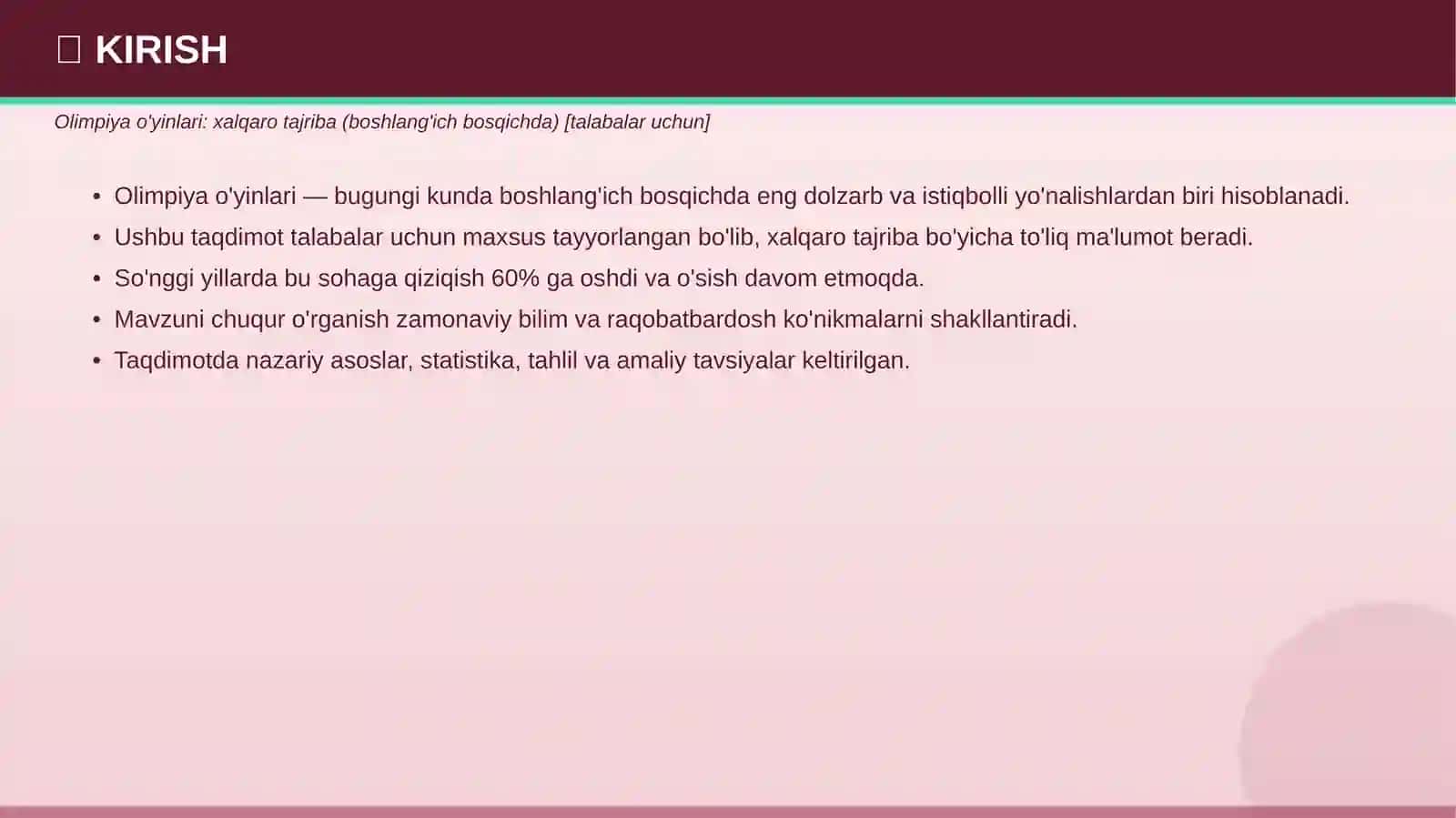 Olimpiya o'yinlari: xalqaro tajriba (boshlang'ich bosqichda) 3