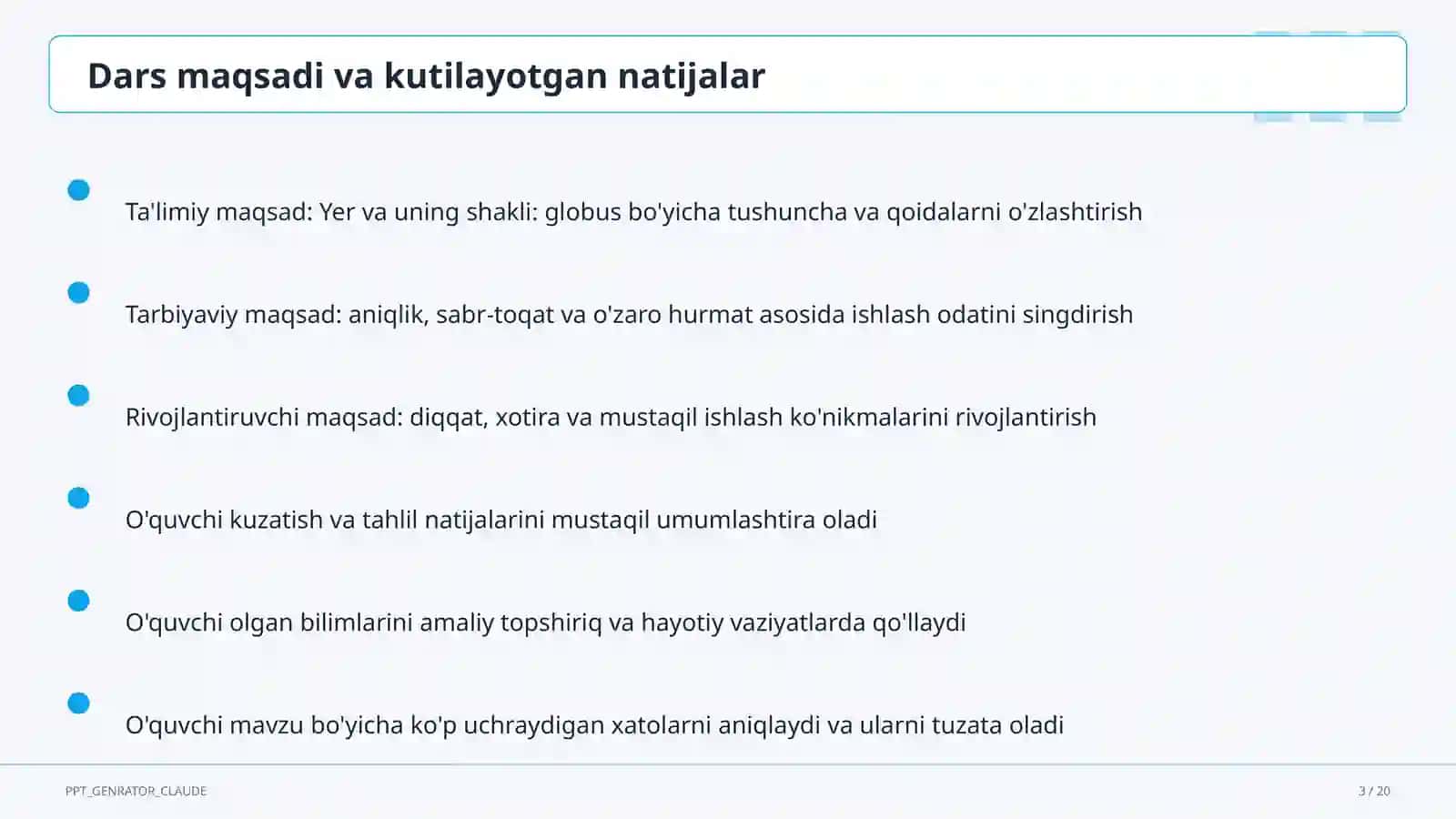 Yer va uning shakli: globus (3-sinf) 3