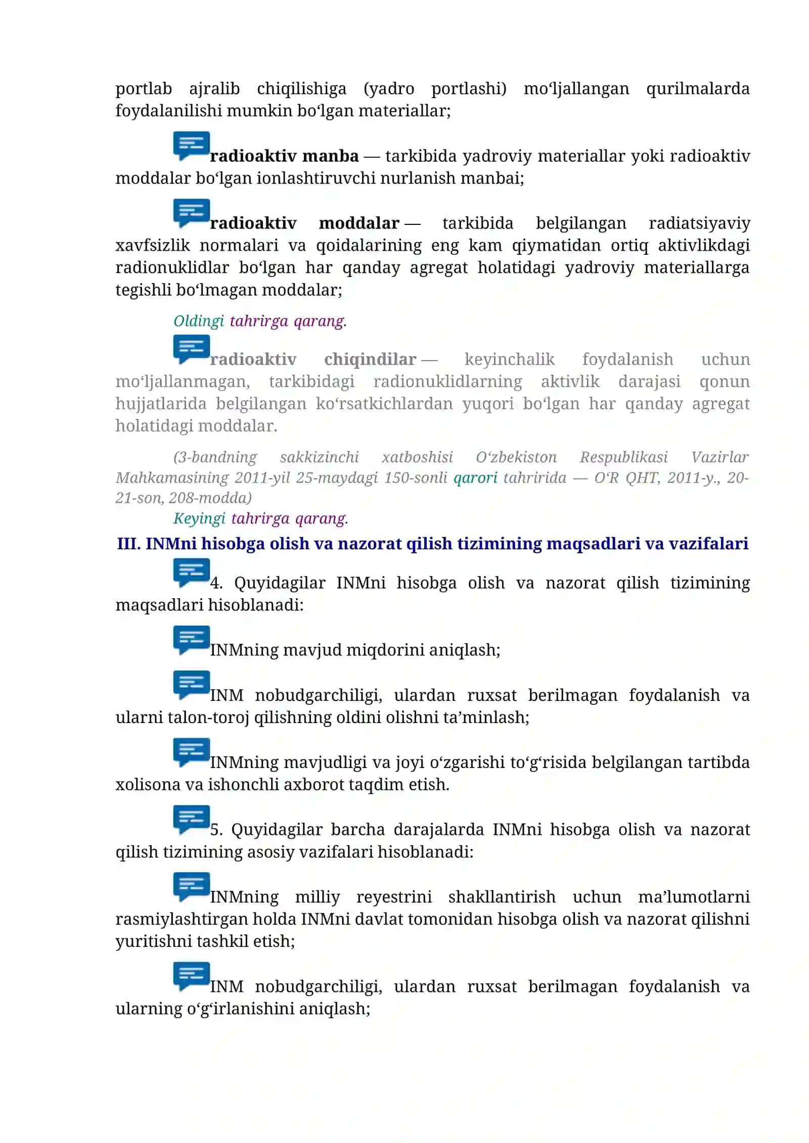 Ionlashtiruvchi nurlanish manbalari aylanishini davlat tomonidan hisobga olish va nazorat qilish tizimini tashkil etish 3