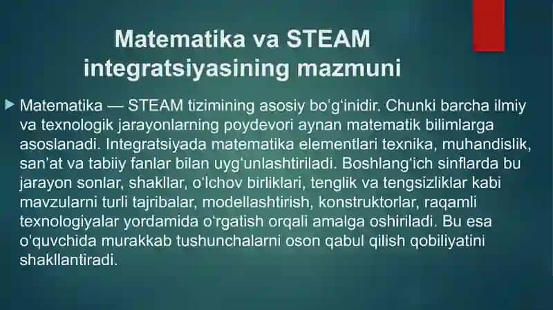 Boshlang‘ich sinflarda Boshlang‘ich sinflarda matematika fanini STEAM fani bilan fanlararo bog‘lanis 3