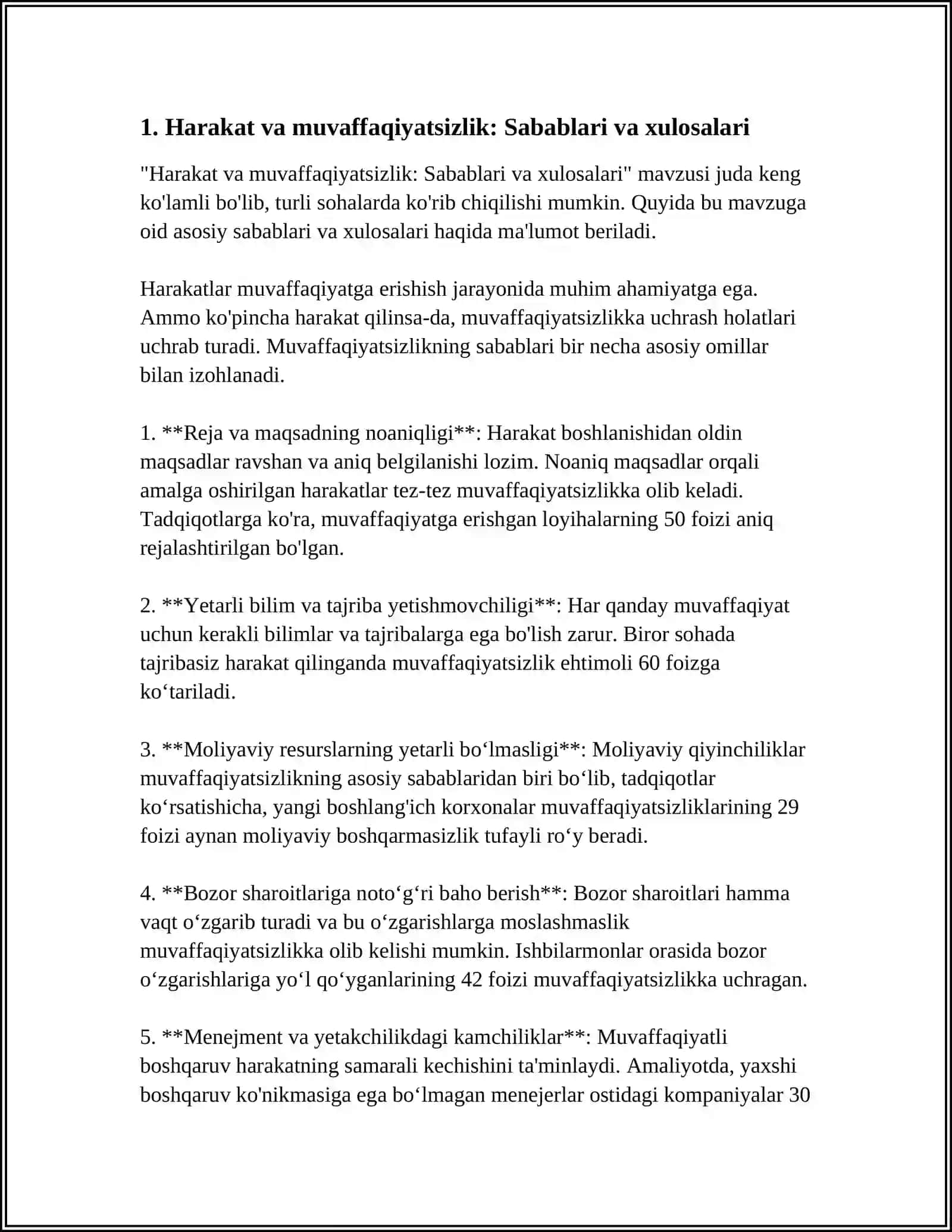 BOZORDAGI MUVAFFAQIYATSIZLIKLAR VA SAMARADORLIK 3