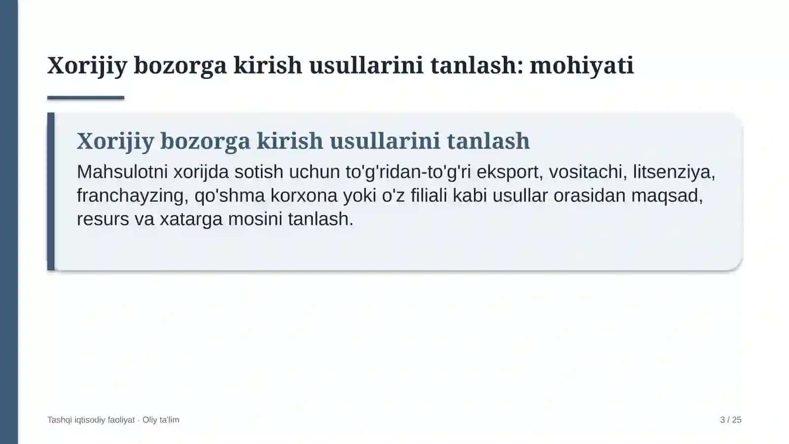 xostellarda xorijiy bozorga kirish usullarini tanlash 2762 3