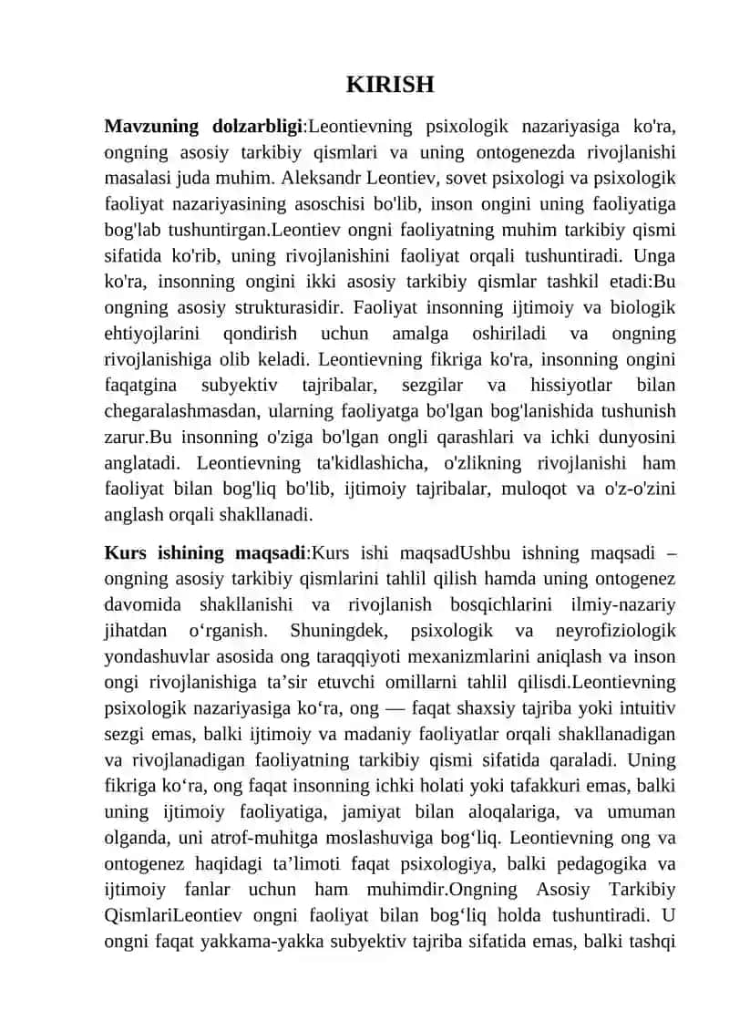 Ongning asosiy tarkibiy qisimlari va uning ontogenezda rivojlanishi 3