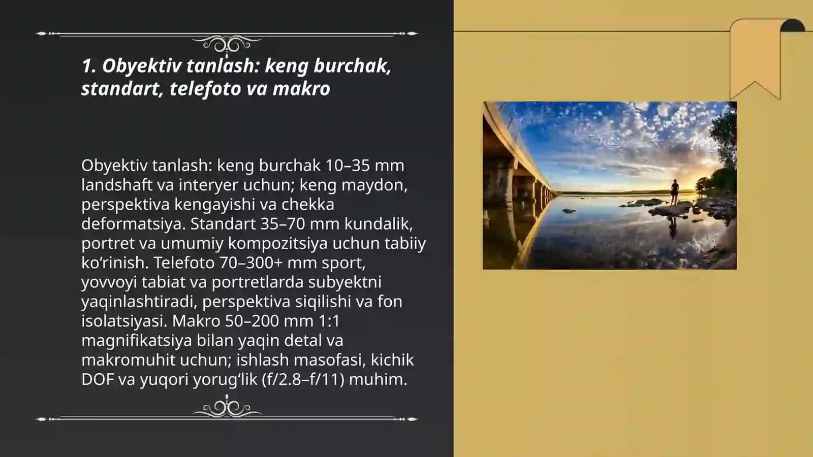 Obyektiv tanlash: keng burchak, standart, telefoto va makro 3
