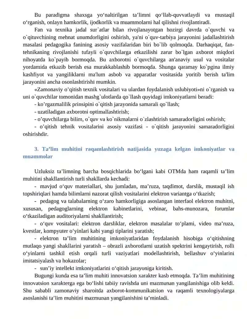 Raqamli ta’lim nazariyasi sohasidagi uslubiy bilimlar 3