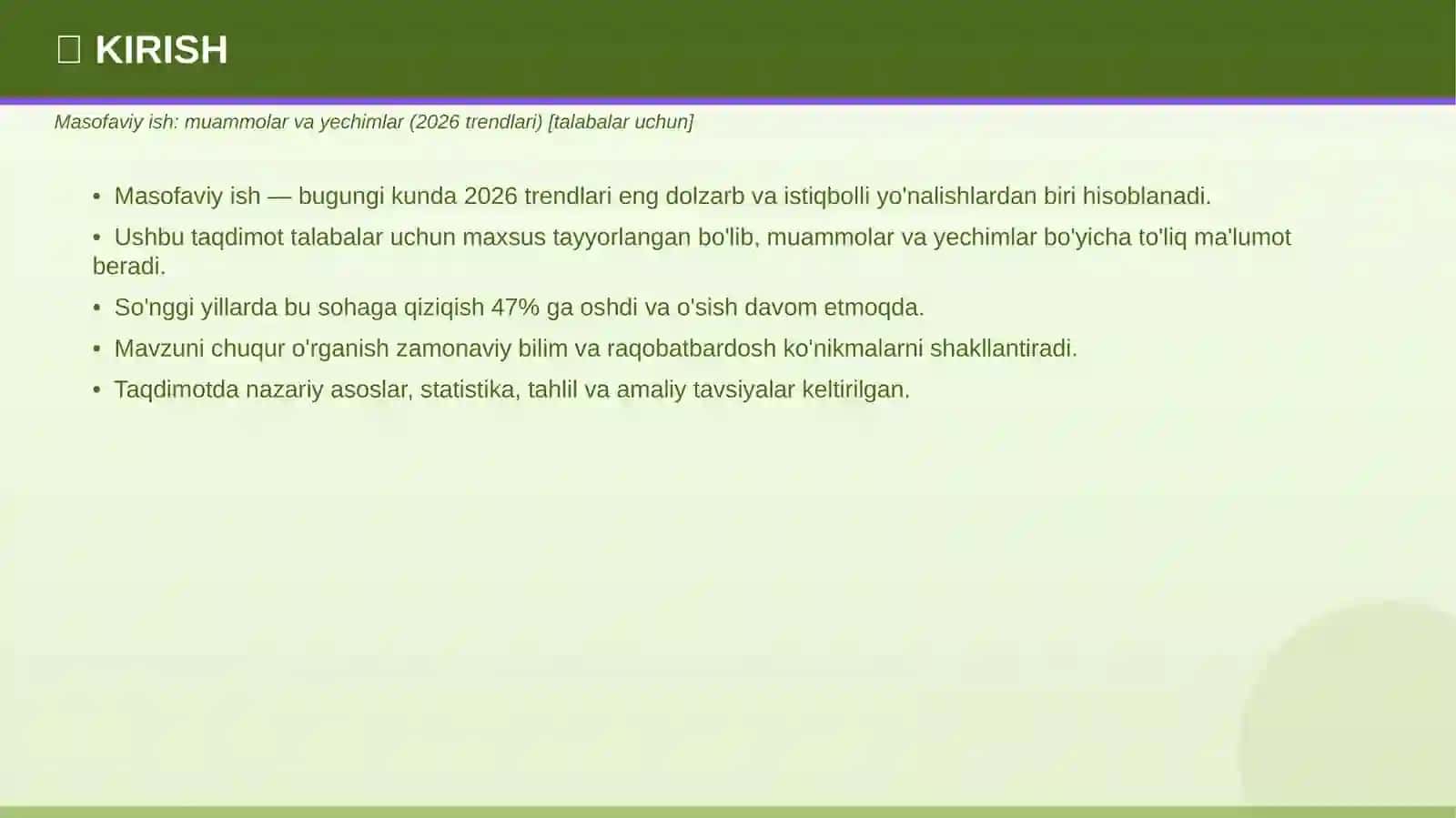 Masofaviy ish: muammolar va yechimlar (2026 trendlari) [talabalar uchun] 3