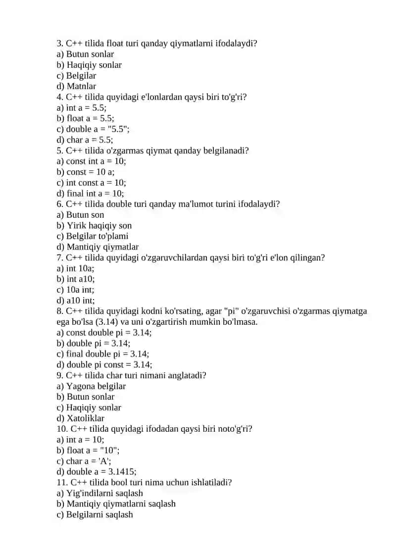 C++ tilidagi o'zgaruvchilar 3
