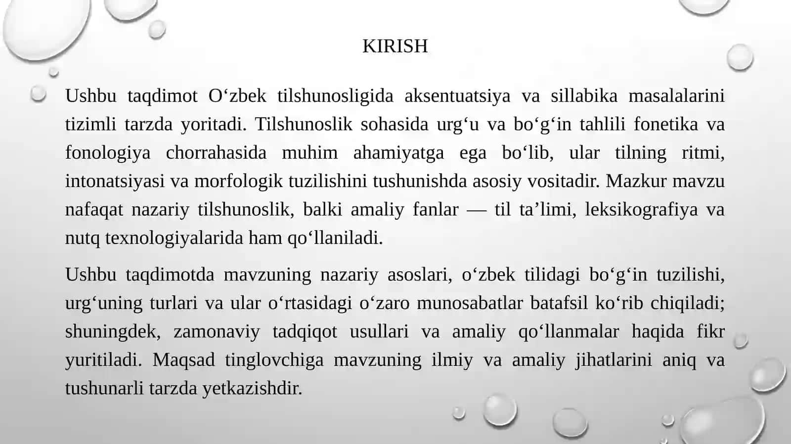O’zbek tilshunosligida aksentuatsiya va sillabika. Urg’u va bo’g’in 3