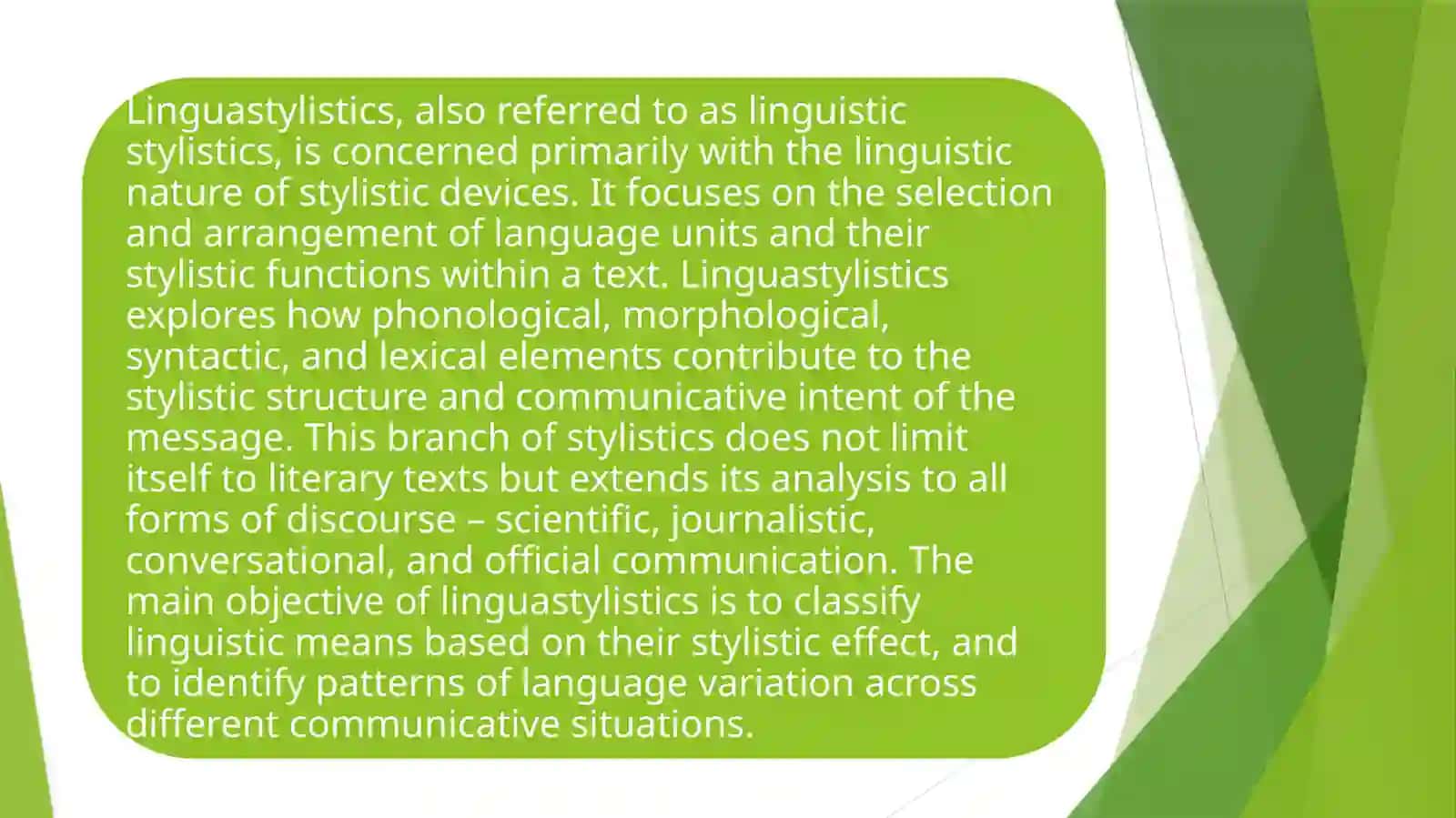 Linguastylistics and literary stylistics of the English language.Subdivisions of stylistics and their characteristics 3