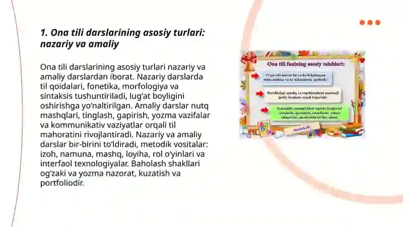 Boshlangʻich sinflarda ona tili darsining turlari, talablari va qoʻllaniladigan metodlari 3
