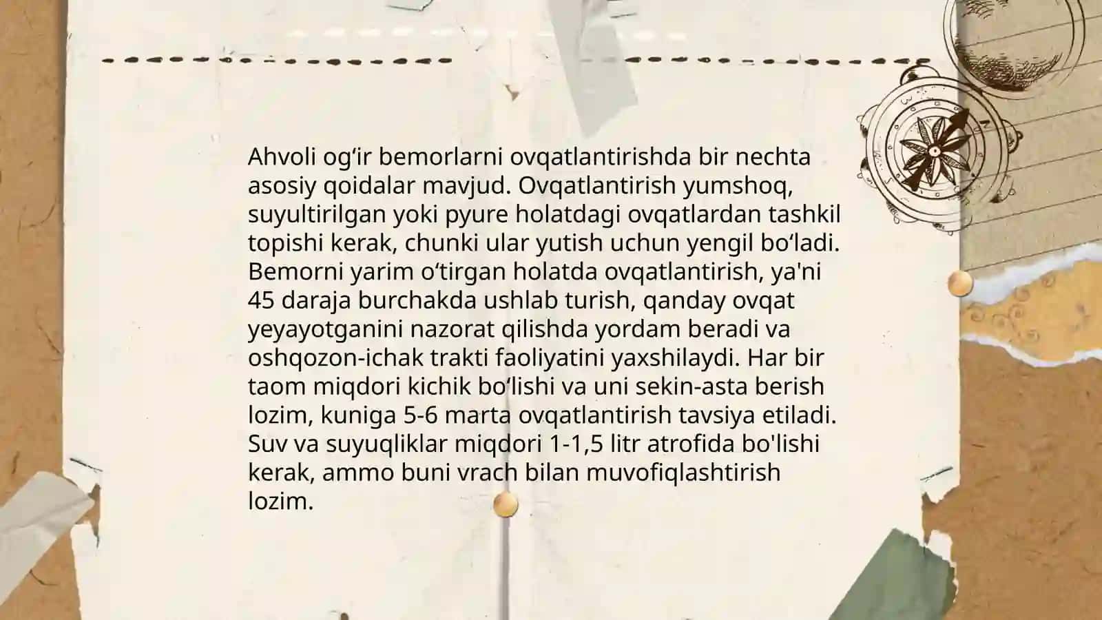 Ahvoli ogʻir bemorlarni keksa va qariyalarni ovqatlantirish 3