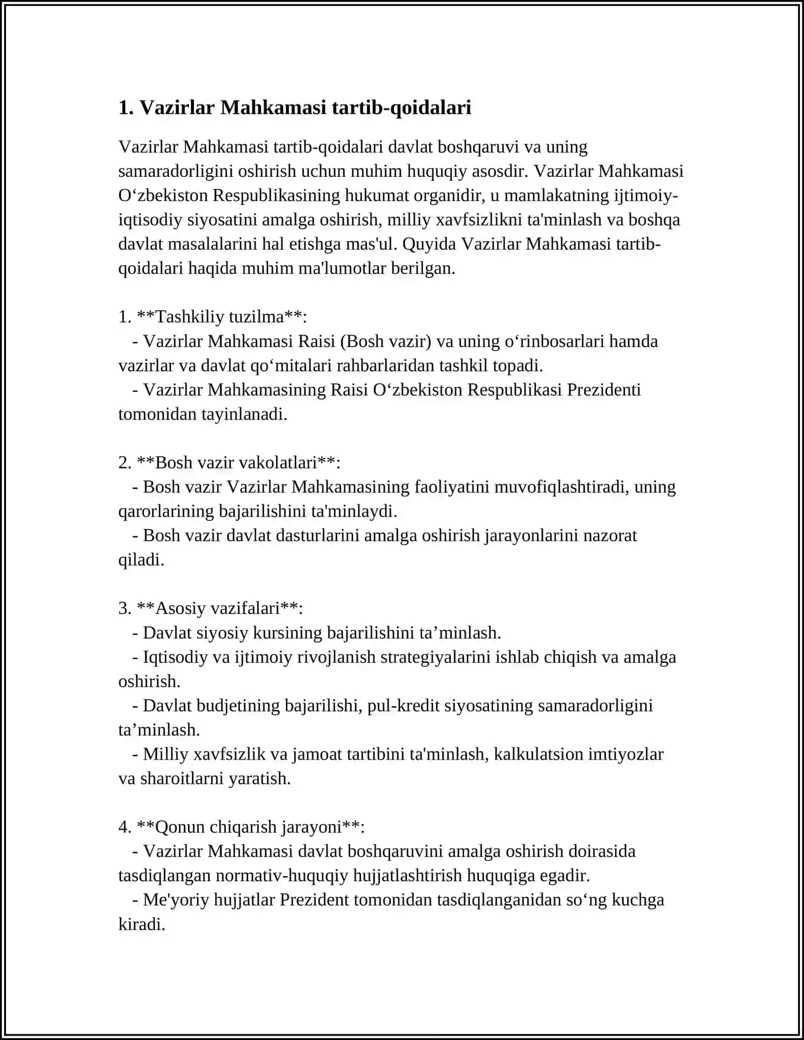 Vazirlar Mahkamasi tartib-qoidalari 3