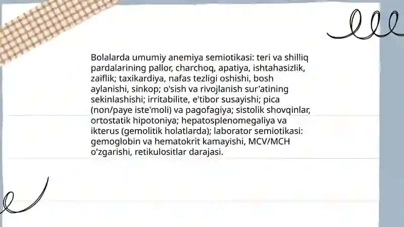 Bolalarda qon yaratish tizimi kasalliklari semiotikasi 3