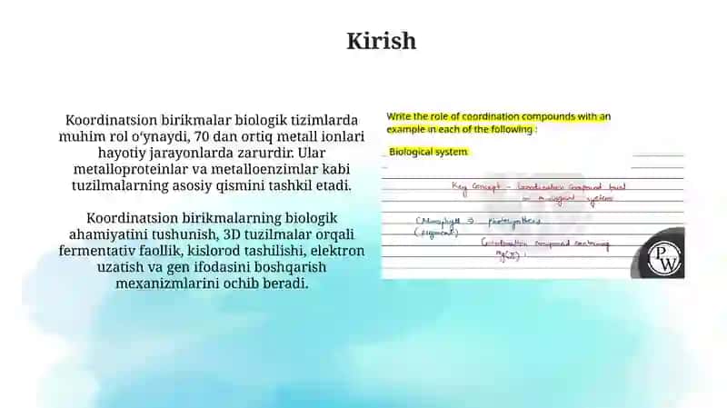 Koordinatsion birikmalarning biologik jarayonlardagi roli 3