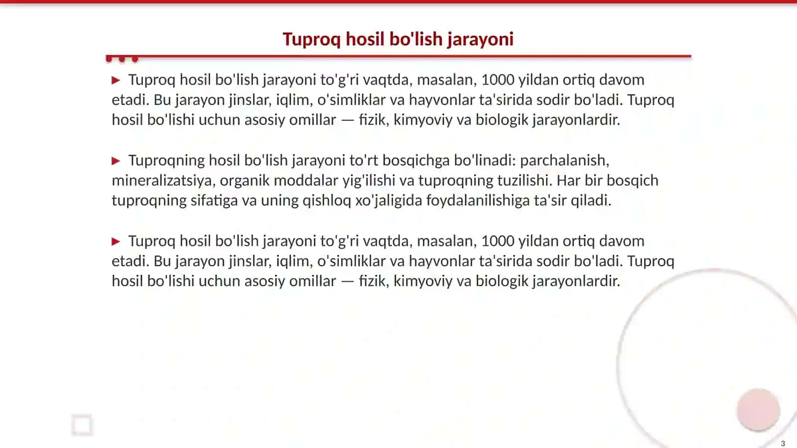 Organizmlar va tuproq hosil bolishi hamda geografiyasi 3