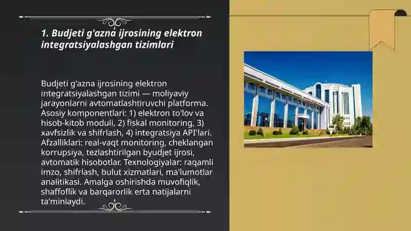 Budjeti g'azna ijrosining elektron integratsiyalashgan tizimlari 3