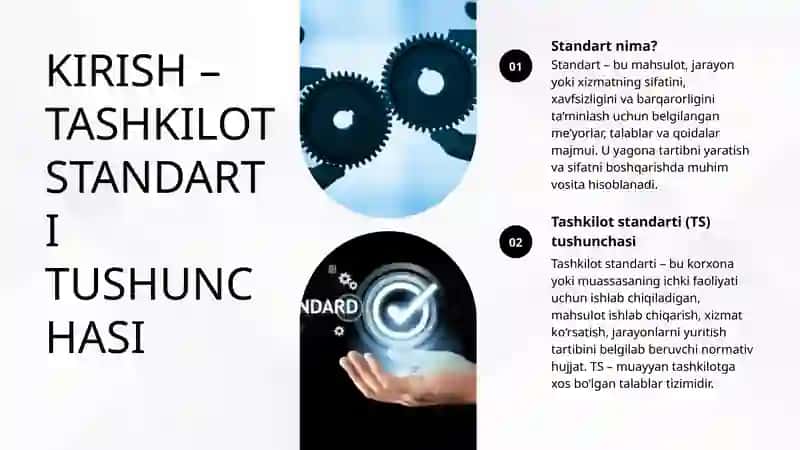 Tashkilot standartlarini ishlab chiqish bosqichlari 3