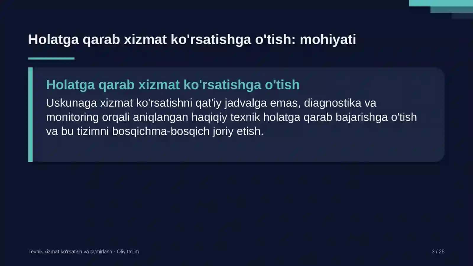 Kon-metallurgiya kombinatlarida holatga qarab texnik xizmat ko'rsatishga o'tish 3