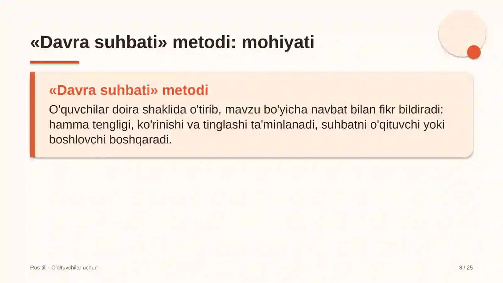 rus tili darslarida davra suhbati metodidan foydalanish 4993 3