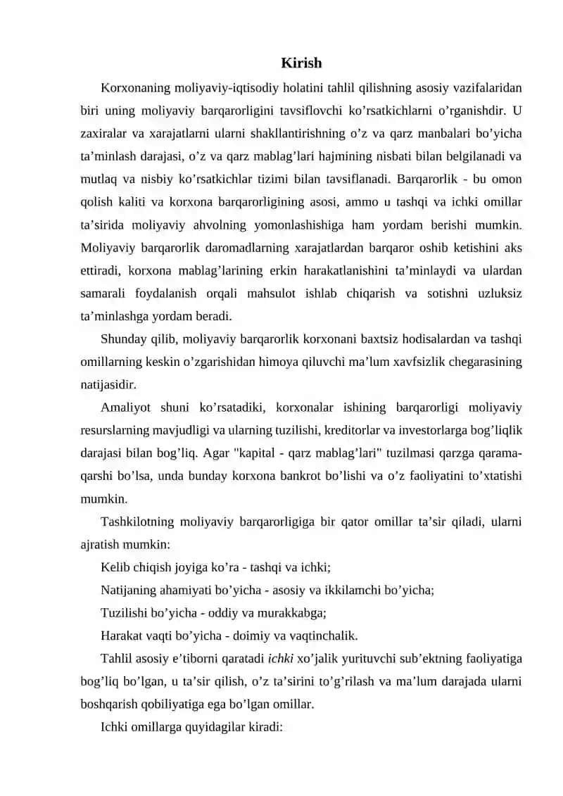 Moliyaviy barqarorlik ko’rsatkichlari 3