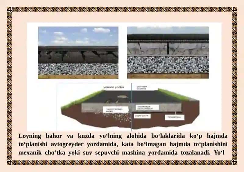 SHAHAR  YO'LLARINI QURUSHDA YO'L TO'SHAMALARI ASOSINI QURUSH TEXNOLOGIK XARITASINI TUZISH 3